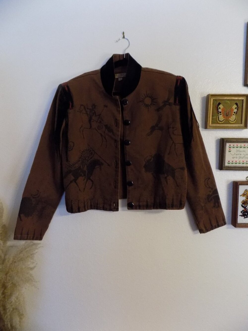 RARE Vintage Double D Ranchwear Fringe Beaded Brown Southwestern Cropped Jacket